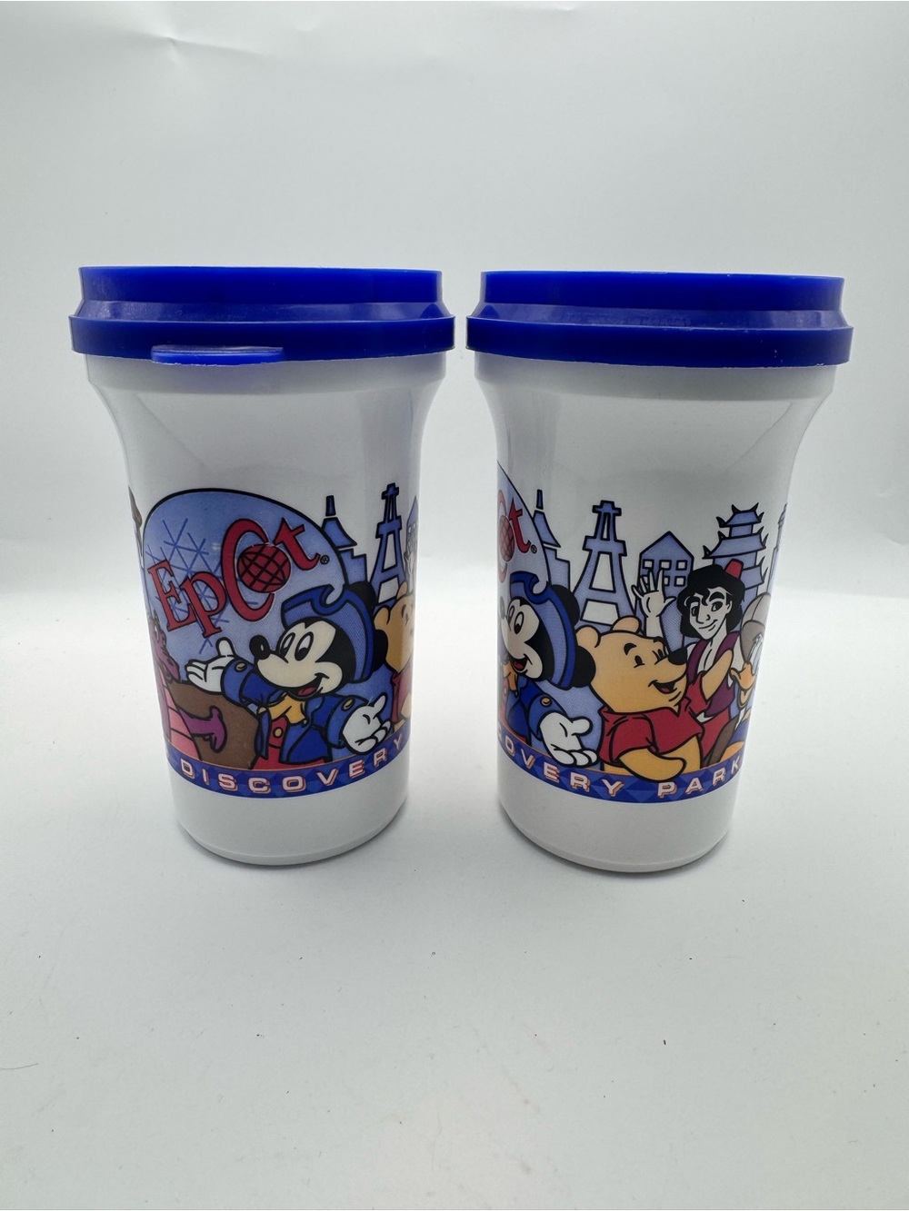 Vintage Disney Epcot Discovery Park Kid Cups Mickey Mouse Coca Cola Figment Pooh